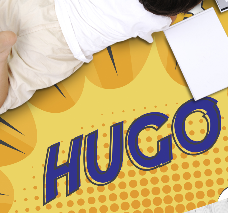 Aangepaste heroïsche zonnestraal vinyl tapijt met naam - TenStickers