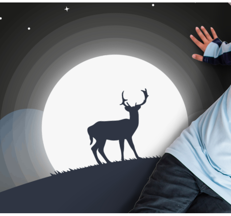 Hert onder de maan vinyl vloerkleed rond - TenStickers