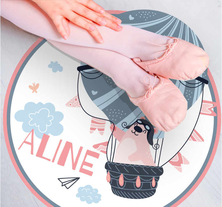 Heteluchtballon vinyl tapijt met naam - TenStickers