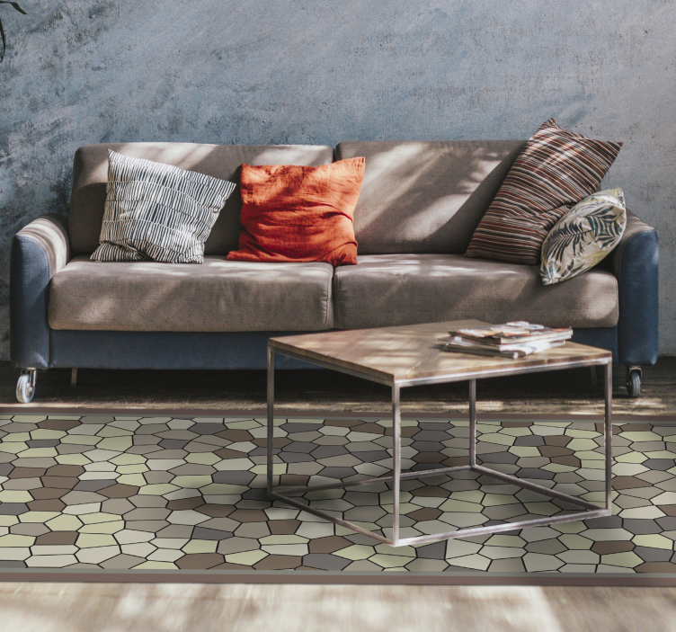 Hexagonaal steenpatroon vinyl tapijt mozaïek - TenStickers