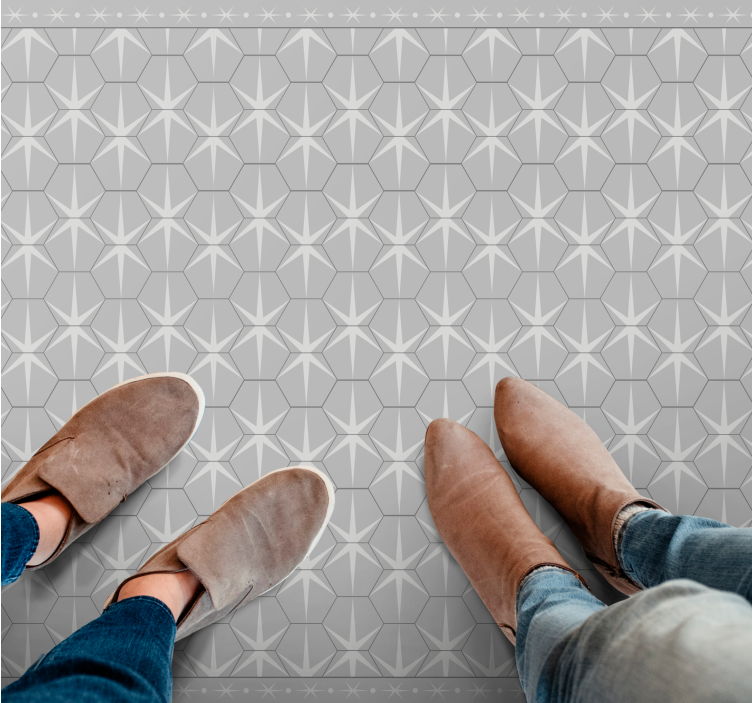 Hexagonaal sterpatroon vinyl tapijt grijs - TenStickers