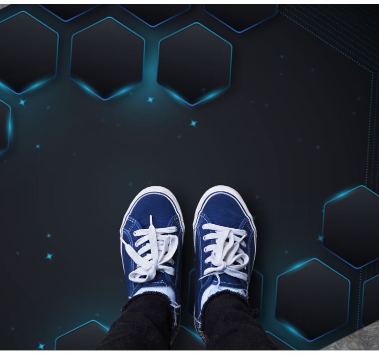 Blauwe hexagonale lay-out vinyl tapijt geometrisch - TenStickers