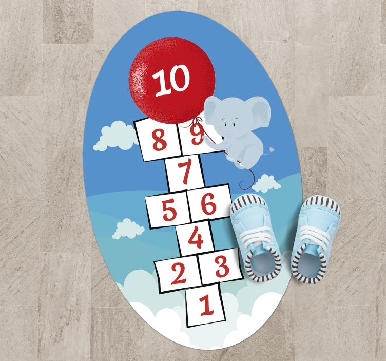 Hinkelspel ballon olifant vinyl tapijt  - TenStickers