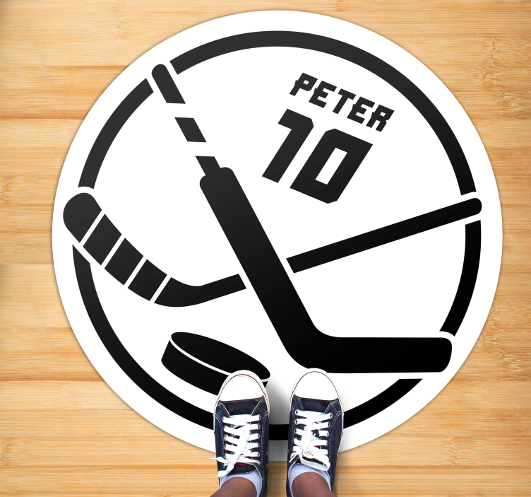 Hockey embleem gepersonaliseerd vinyl tapijt met naam - TenStickers