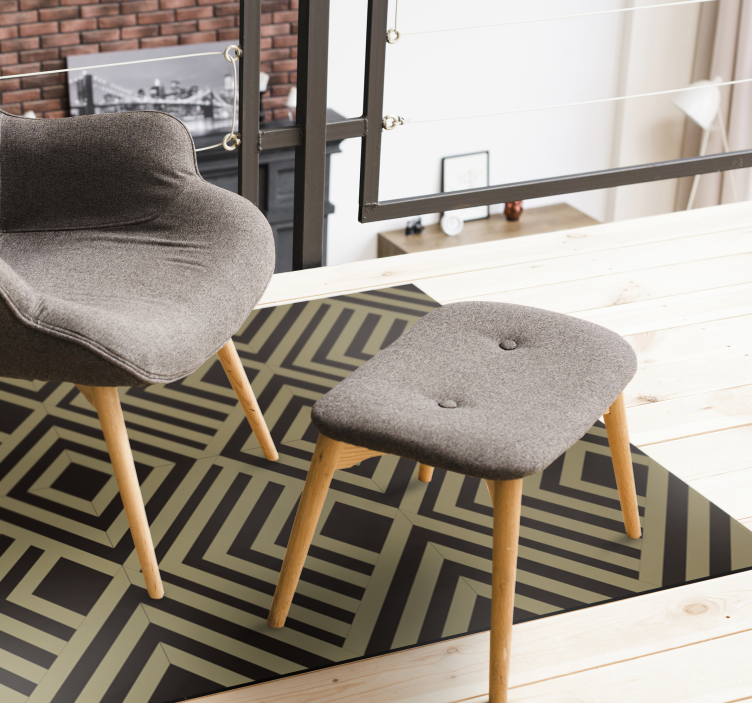 Beige hoekige strepen vinyl tapijt geometrisch - TenStickers