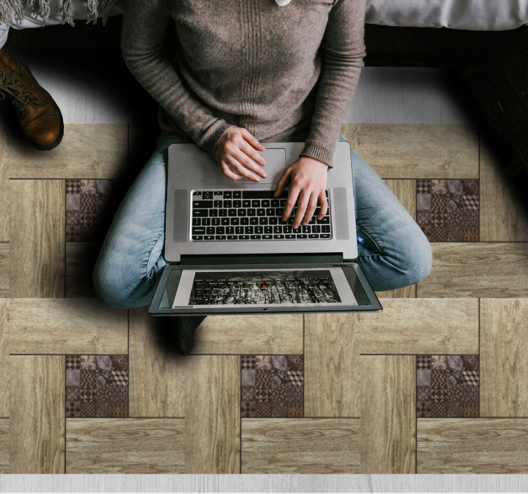 Structuurpatroon vinyl tapijt met houtstructuur - TenStickers