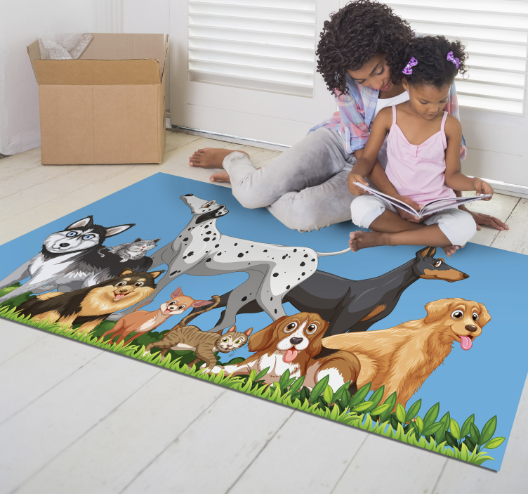 Honden verzamelen vinyl tapijt voor meer kinderen - TenStickers