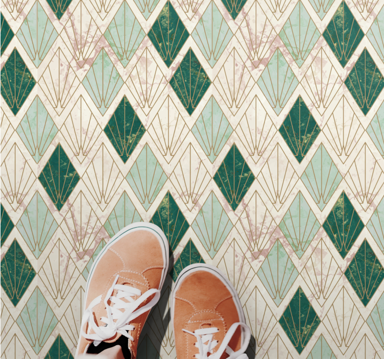 Art deco zeegroen patroon - TenStickers