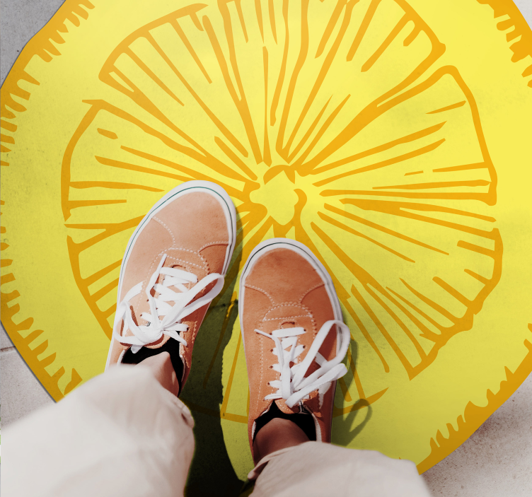 Gele citrusschijf vinyl vloerkleed keuken - TenStickers