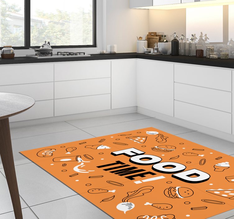 Illustratie van etenstijd vinyl vloerkleed keuken - TenStickers