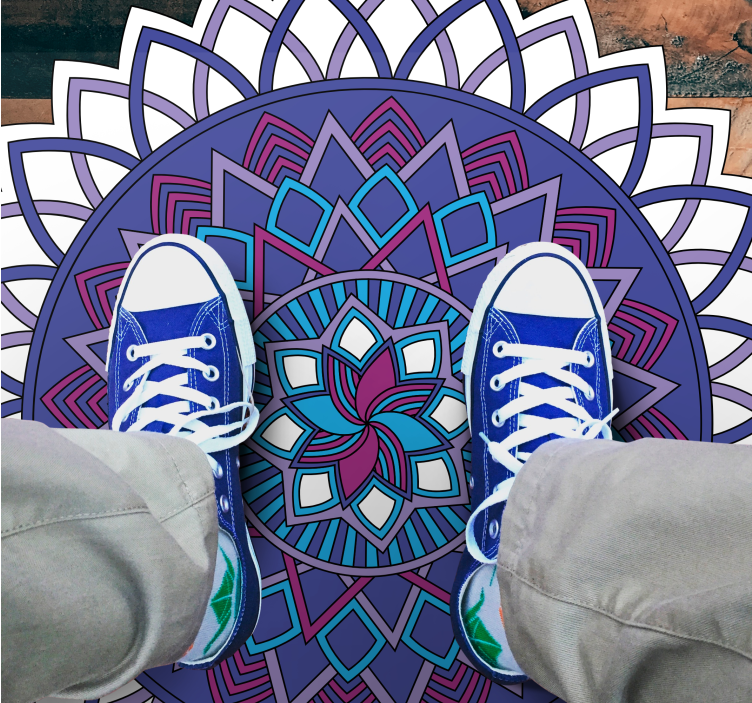 Ingewikkeld bloemstuk vinyl tapijt mandala - TenStickers