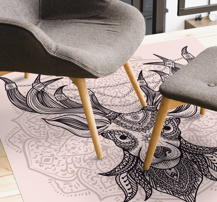 Grijs hertenmotief dieren vinyl tapijt - TenStickers