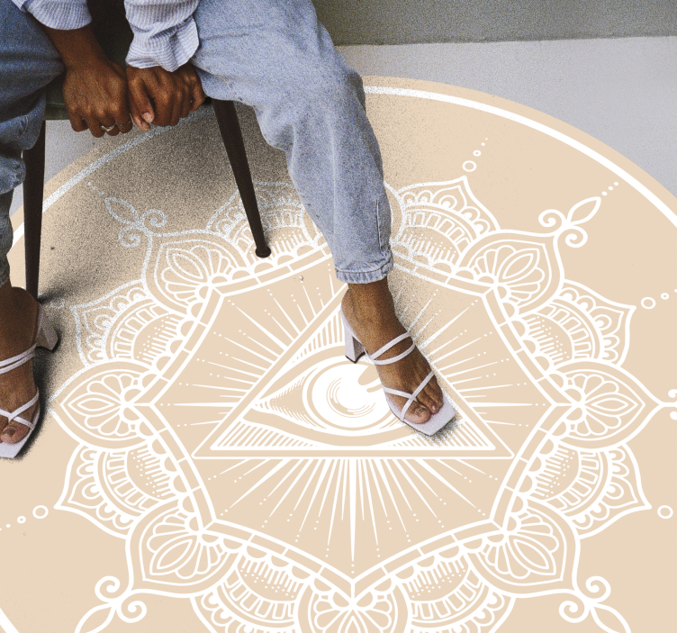 Alziend beige oog vinyl tapijt mandala - TenStickers