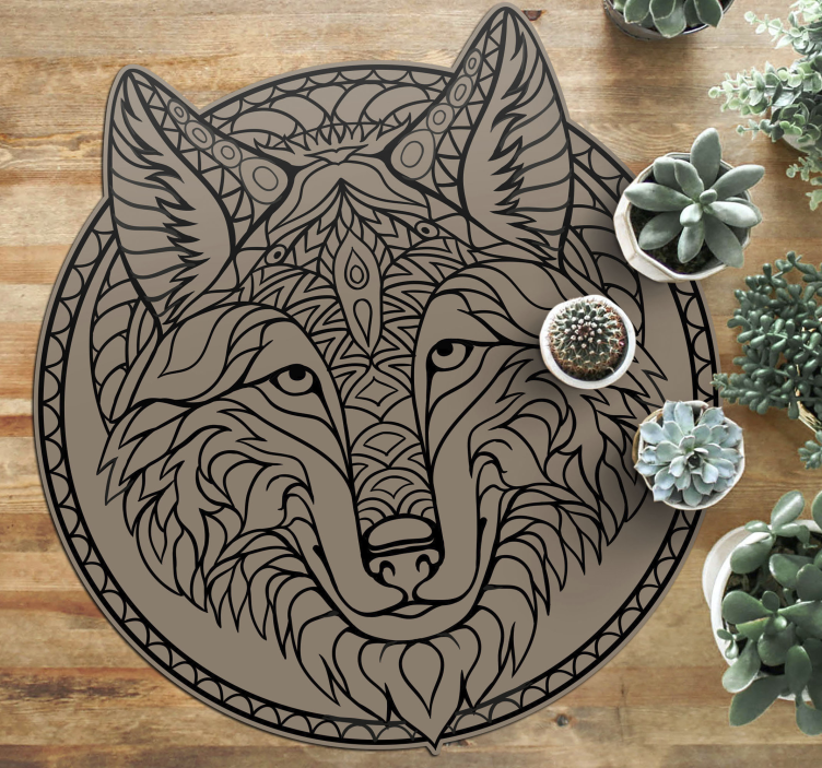 Bruin wolf ontwerp dieren vinyl tapijt - TenStickers