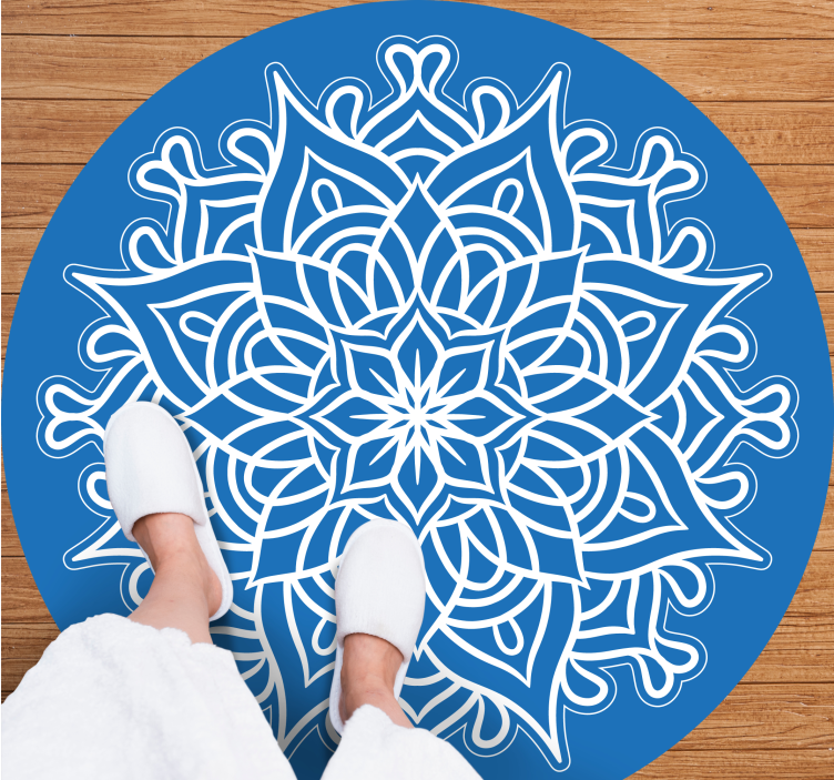 Ingewikkelde blauwe compositie vinyl tapijt mandala - TenStickers