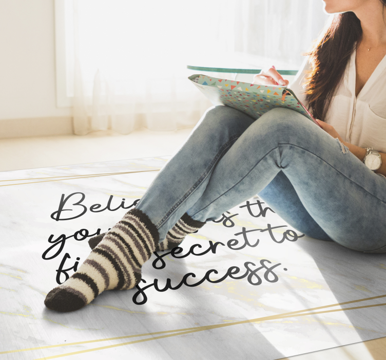 Inspirerende quote vinyl tapijt met naam - TenStickers