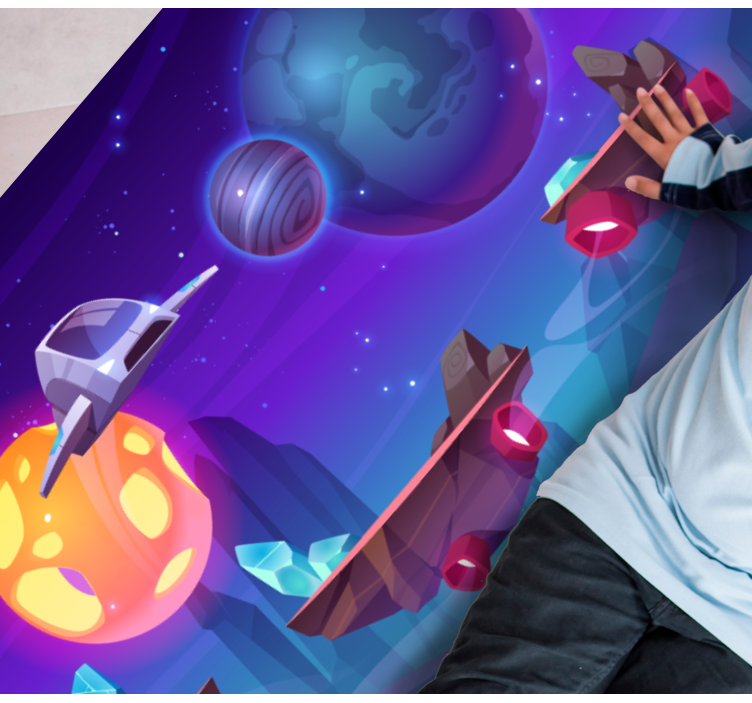 Intergalactisch avontuur vinyl tapijt voor meer kinderen - TenStickers