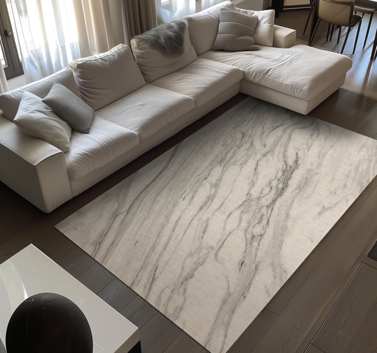 Ivoorkleurige tinten met zwarte details marmeren vinyl tapijt - TenStickers