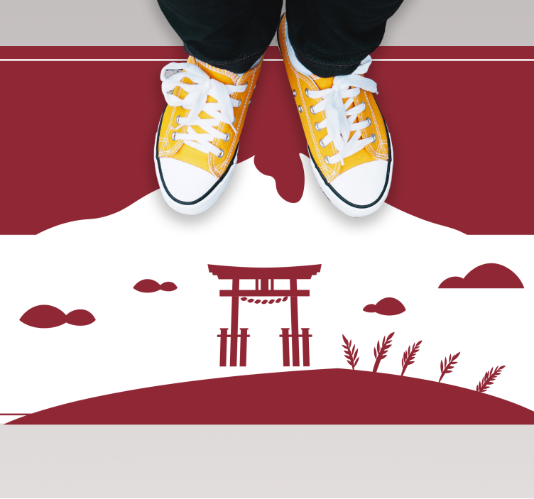 Japans landschap vinyl tapijt wereldkaart - TenStickers