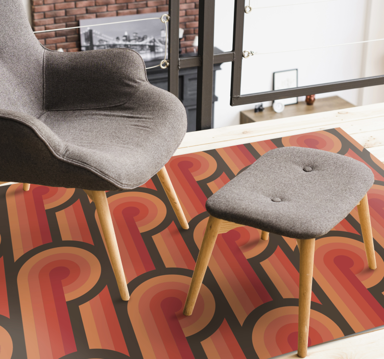 Vinyl vloerkleed oranje knoop uit de jaren 70 - TenStickers