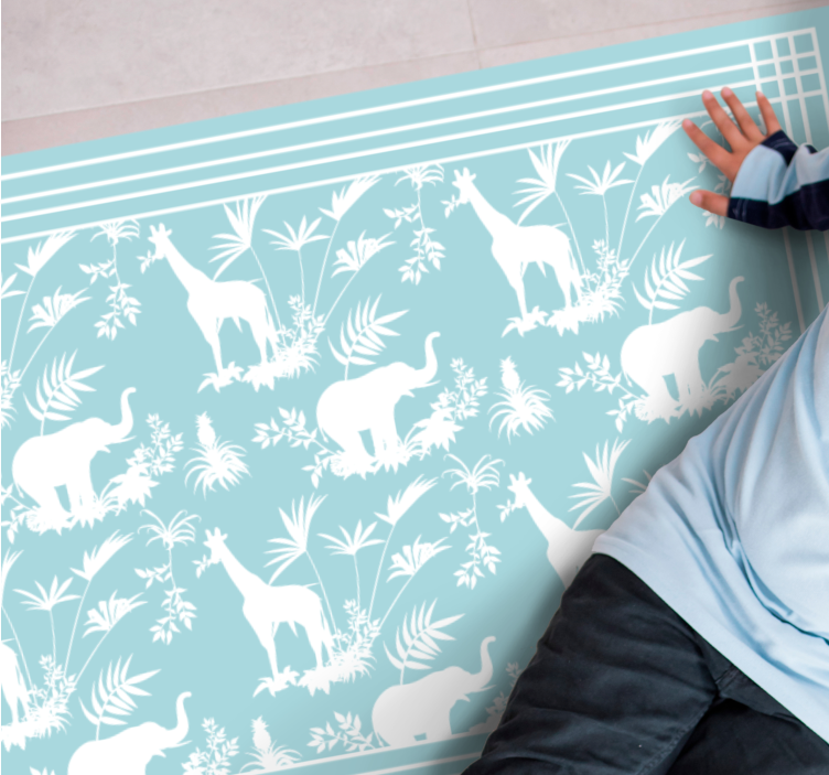 Jungle safari scène vinyl tapijt baby - TenStickers