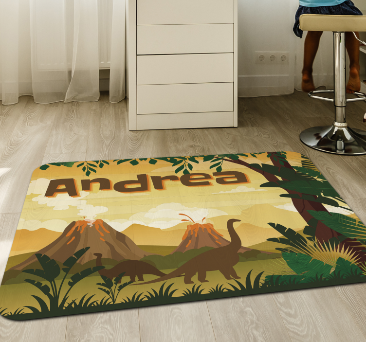 Jura landschap vinyl tapijt met naam - TenStickers