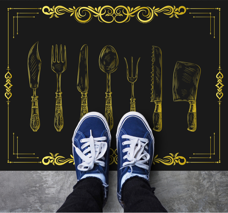 Keukenbenodigdheden overzicht vinyl vloerkleed keuken - TenStickers