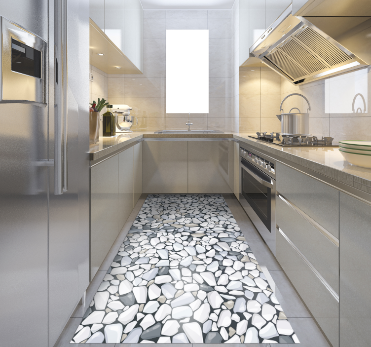 Kiezelsteen arrangement vinyl vloerkleed keuken - TenStickers