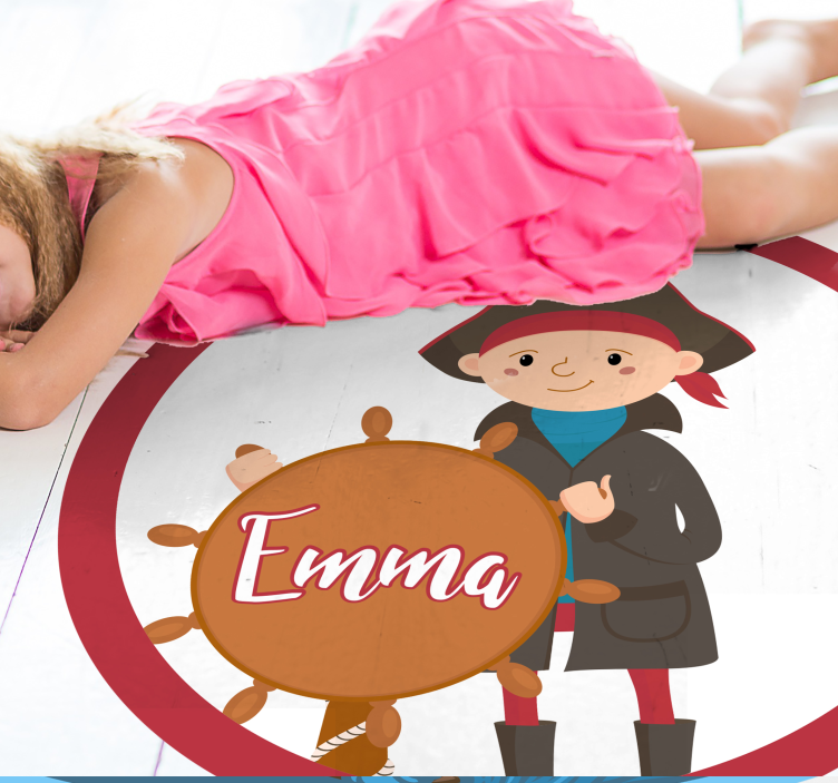 Klantgerichte piraat vinyl tapijt met naam - TenStickers