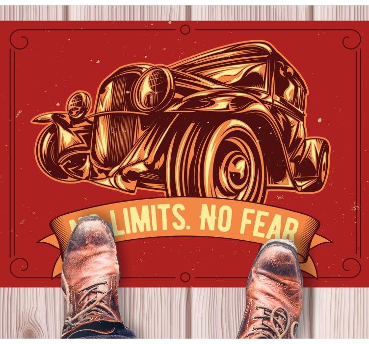 Klassieke auto-illustratie vinyl tapijt zinnen en teksten - TenStickers