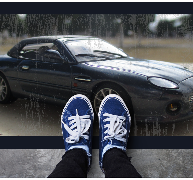 Klassieke sportwagen vinyl tapijt snelweg - TenStickers