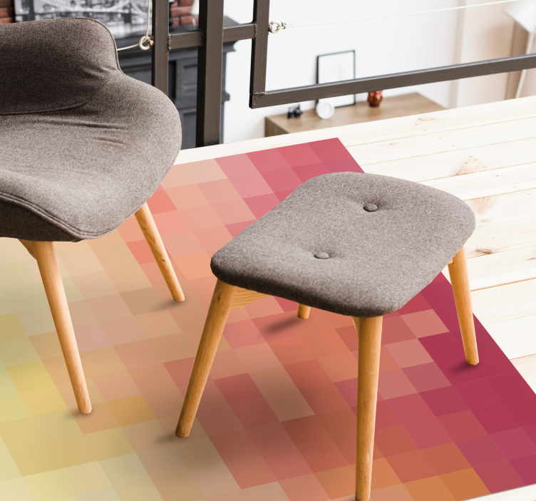 Rood blok gradiëntpatroon vinyl tapijt geometrisch - TenStickers
