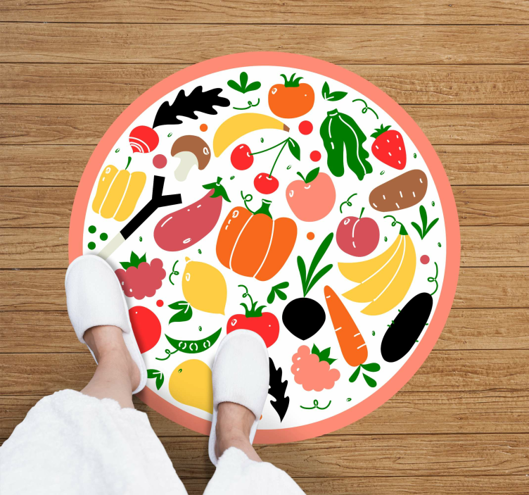 Kleurrijk fruitmotief vinyl tapijt bloemen en planten - TenStickers