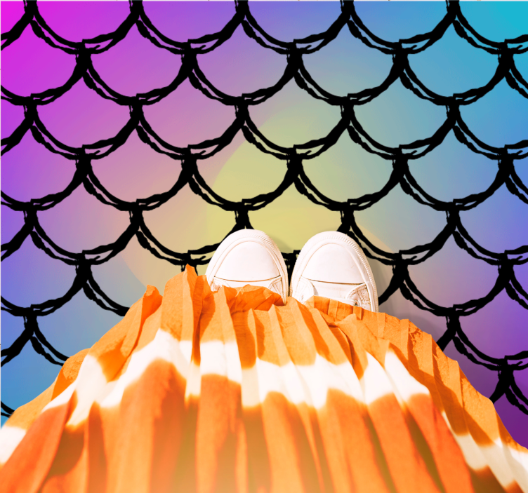 Kleurrijk geschaald patroon vinyl tapijt snelweg - TenStickers