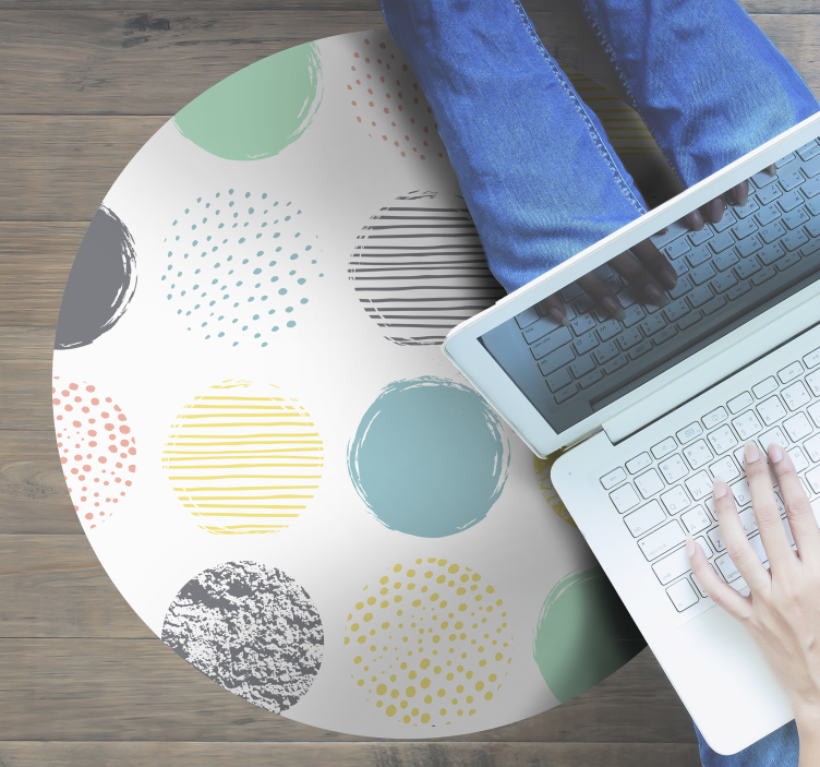 Kleurrijk gestippeld patroon vinyl tapijt geometrisch - TenStickers