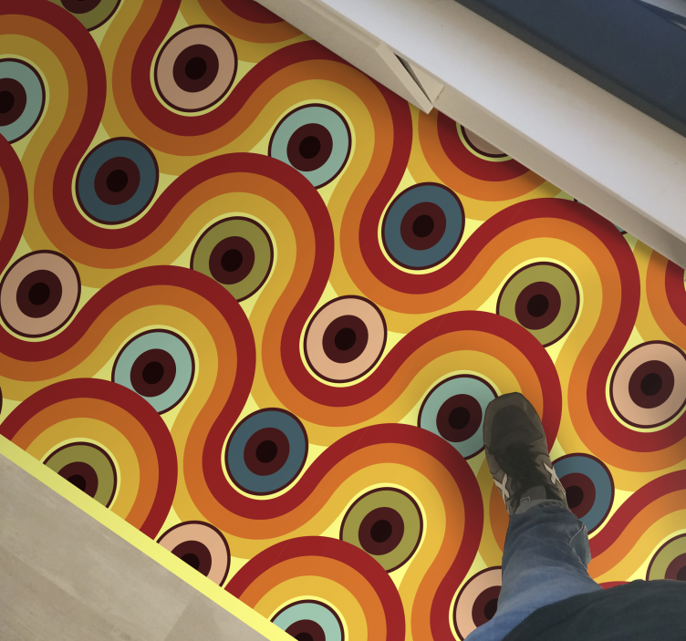 Kleurrijk golvend motief vinyl tapijt antiek - TenStickers
