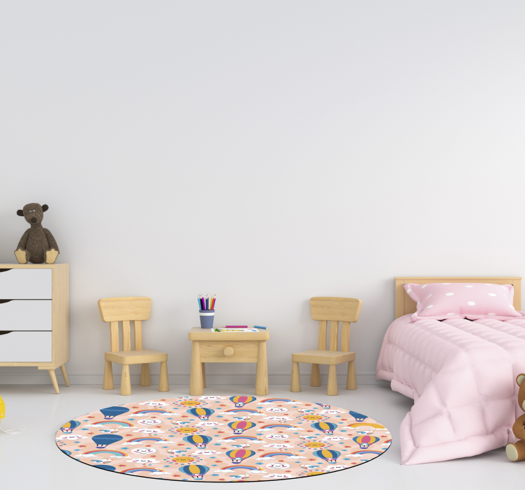 Kleurrijk luchtballonnen met wolken cartoon Vinyl tapijt  - TenStickers