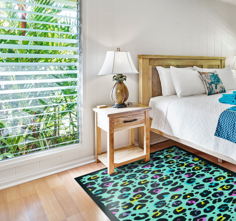 Kleurrijk luipaardpatroon vinyl tapijt dierenprint - TenStickers