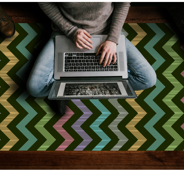 Kleurrijk zigzagpatroon vinyl tapijt met strepen - TenStickers