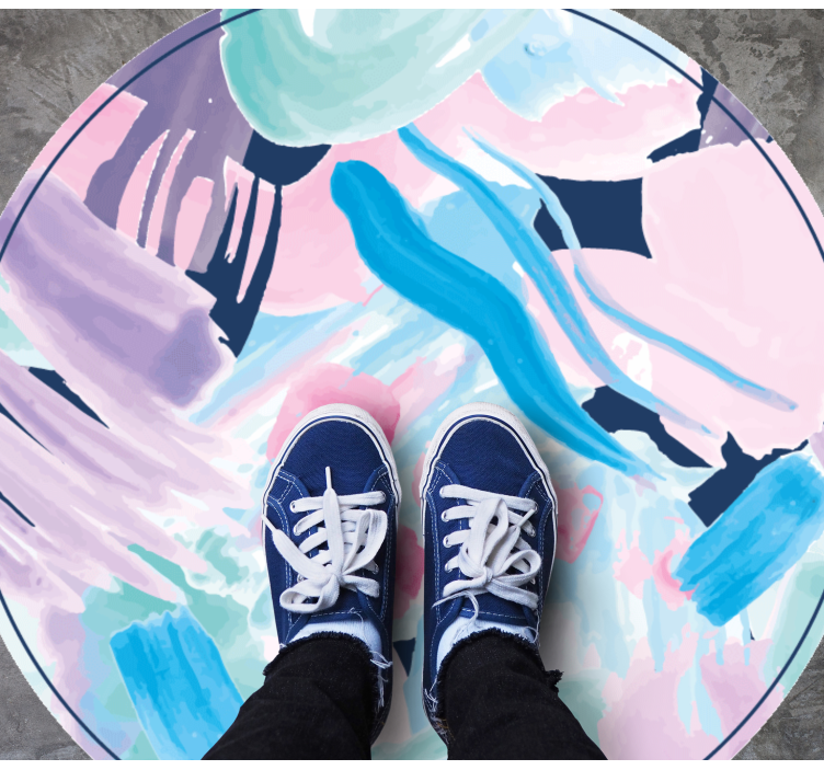 Kleurrijke abstracte kunst vinyl tapijt minimalistisch - TenStickers