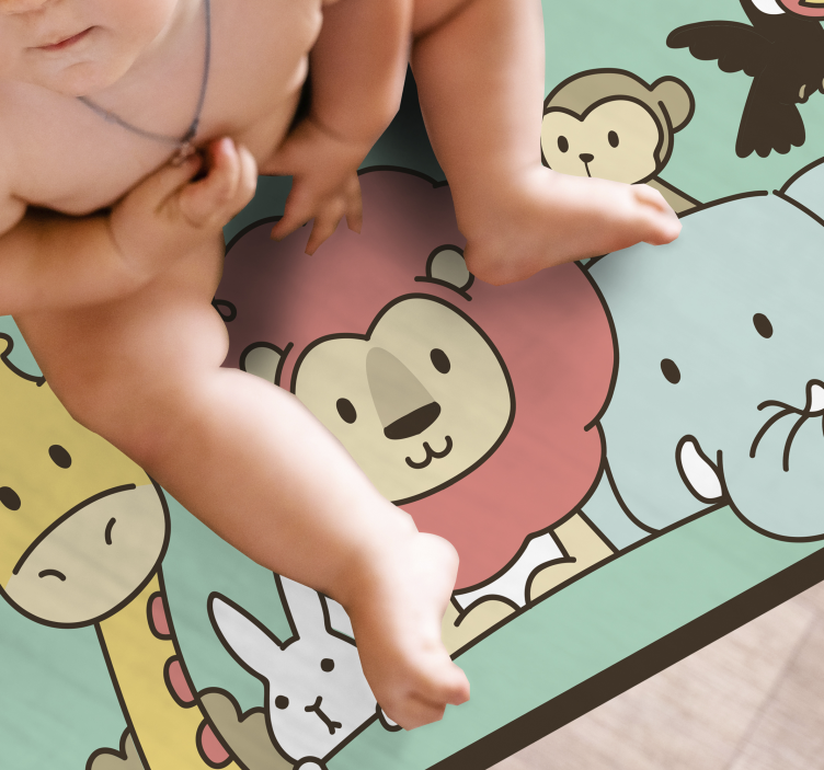 Jungle vrienden dieren vinyl tapijt voor meer kinderen - TenStickers