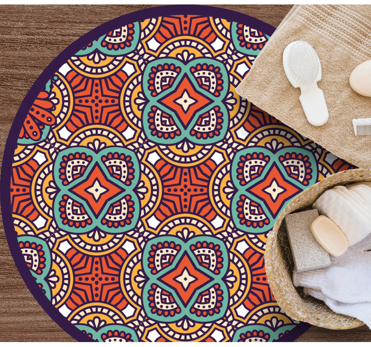 Kleurrijke geometrische harmonie vinyl tapijt mandala - TenStickers