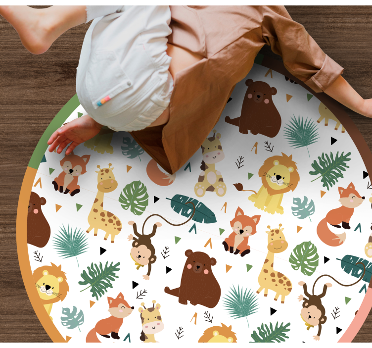 Kleurrijke junglevrienden dieren vinyl tapijt - TenStickers