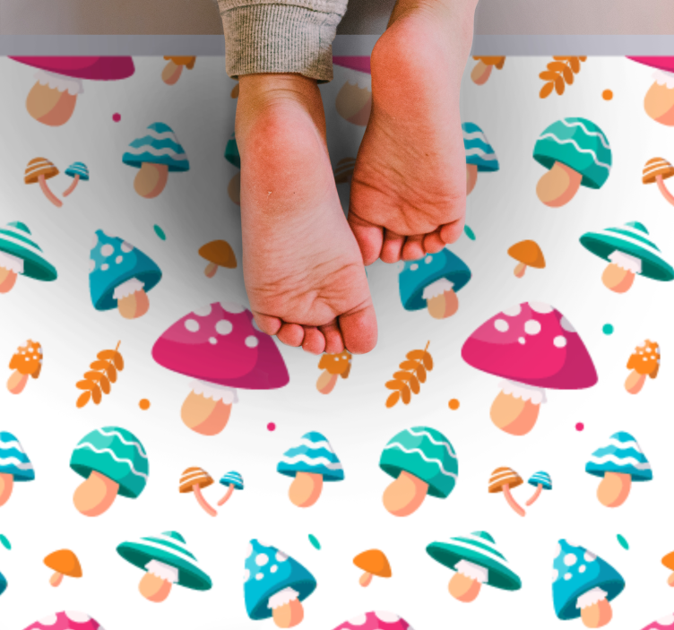 Kleurrijke paddenstoelpatronen vinyl tapijt baby - TenStickers