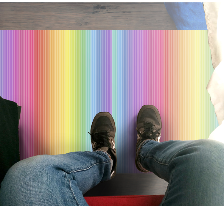 Kleurrijk regenboogeffect vinyl tapijt met strepen - TenStickers