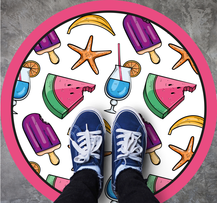 Kleurrijke zomertraktaties vinyl tapijt voor meer kinderen - TenStickers