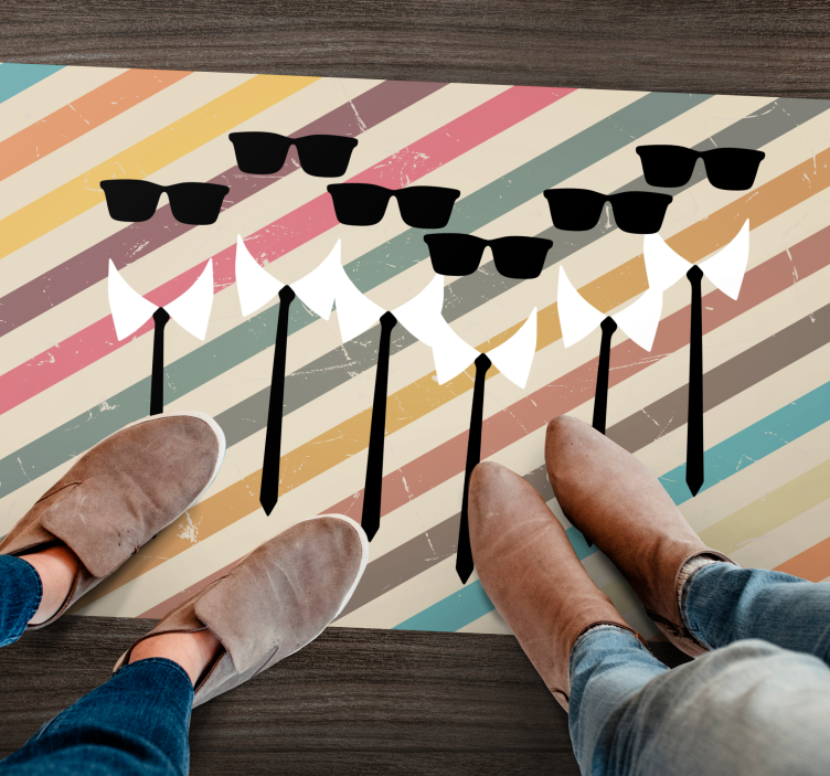 Knappe groepskleding vinyl tapijt met strepen - TenStickers