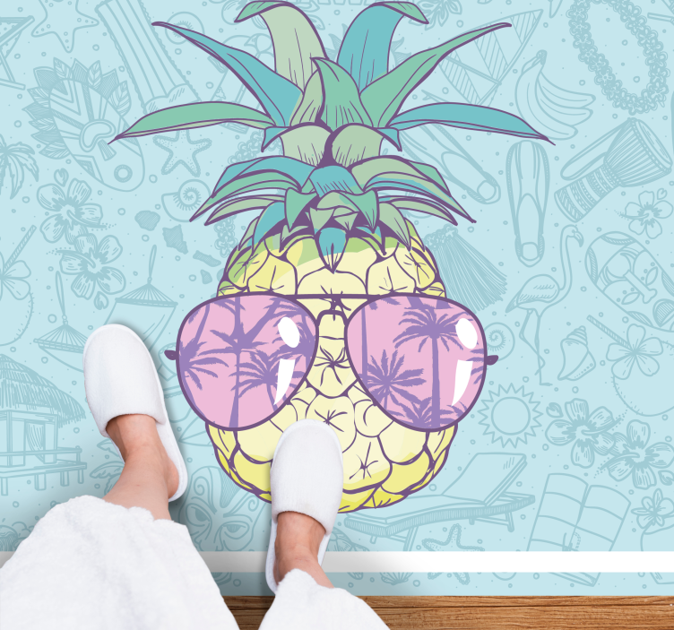 Koele ananas tinten vinyl vloerkleed keuken - TenStickers