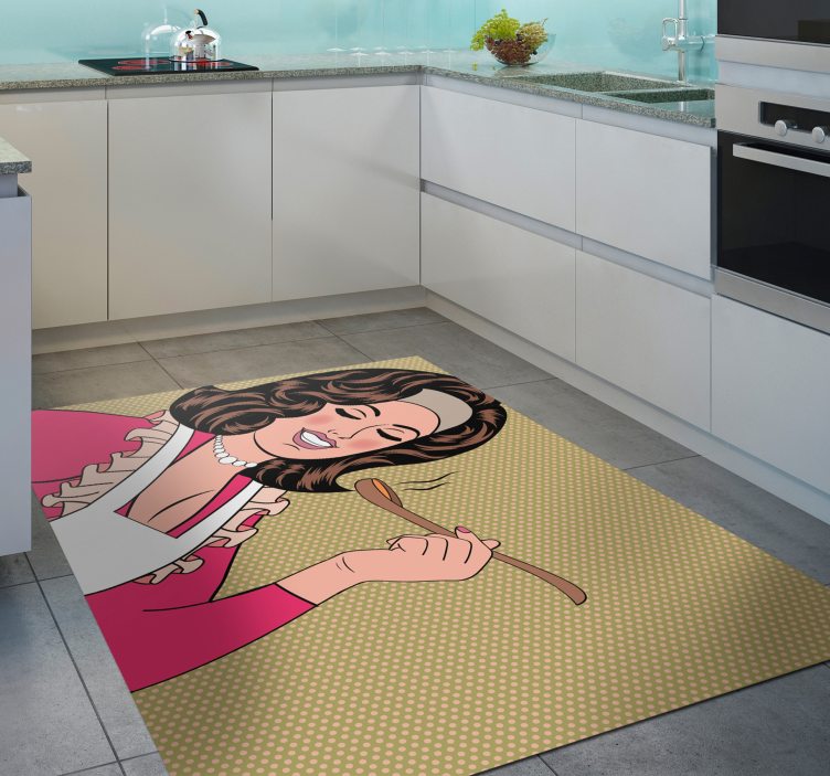 Koken stripfiguur vinyl vloerkleed keuken - TenStickers