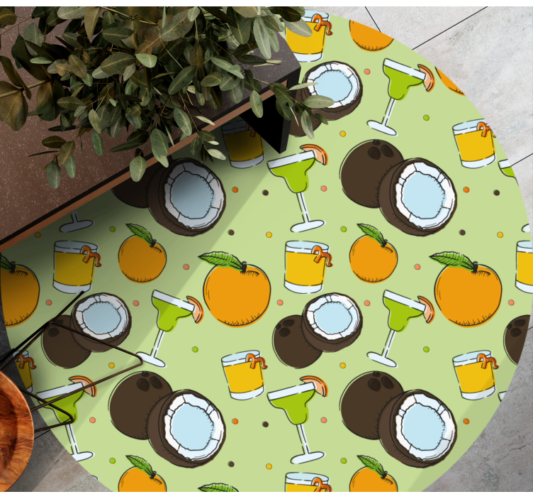 Kokoscocktailplezier vinyl vloerkleed rond - TenStickers